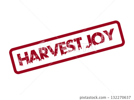 Harvest Joy Emblem Textured Stamp for Celebratory Seasonal Themes and Abundant Gatherings 132270637