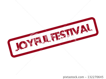 Red Distressed Joyful Festival stamp with textured ink effect for lively celebration events 132270645