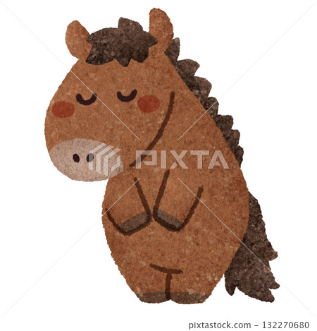 Bowing horse character hand-drawn illustration 132270680