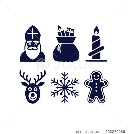 St Nicholas Day Silhouette Symbol Set St Nicholas Day Silhouette Symbol Set 132270986