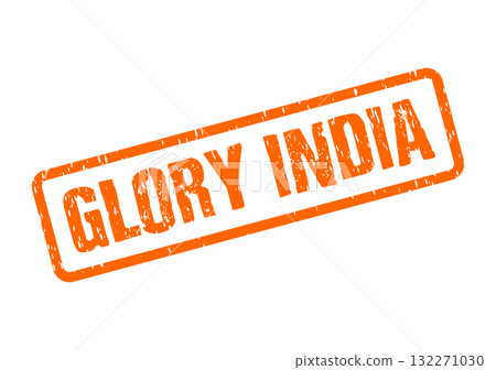 This distressed orange rubber stamp prominently features the patriotic text Glory India within its rectangular border 132271030