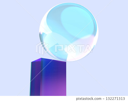 圓形晶體和藍色棱鏡的抽像三維圖 132271313