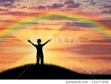 Beautiful cloudy evening sky 132271646