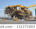 Offshore oil rig under constructionwith sky background. 132271803