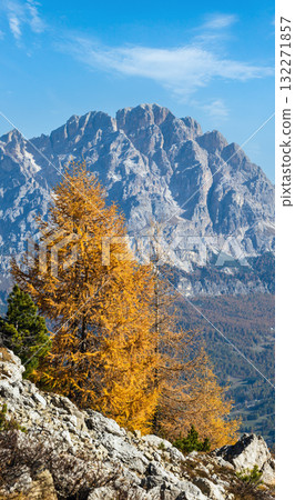 Autumn Dolomites mountain rocky view, Sudtirol, Italy Autumn Dolomites mountain rocky view, Sudtirol, Italy 132271857