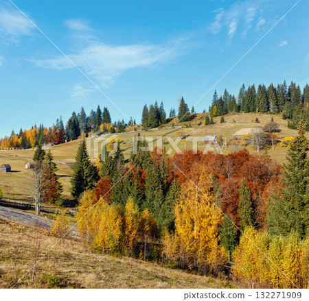 Autumn Carpathian village, Ukraine. Autumn Carpathian village, Ukraine. 132271909