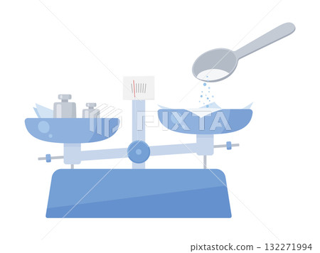 Illustration of a top-loading balance measuring chemicals 132271994