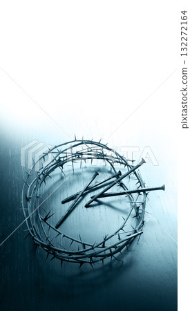 Nails and wteath on a table 132272164