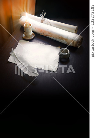 Paper and quill on the table 132272185