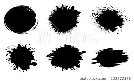 Black paint blots collection. Vector illustration 132272378