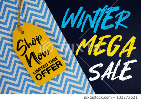 Winter Mega Sale with Shop Now Limited Time Offer on Price Tag 132272621
