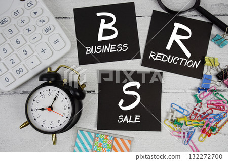 BRS Abbreviation of Business Reduction Sale text phrase of business and financial concept 132272700