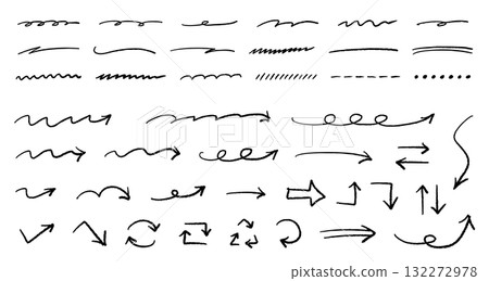 Handwritten arrow and underline decoration set Handwritten arrow and underline decoration set 132272978