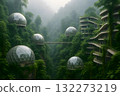 A futuristic eco-city coexisting with nature 132273219