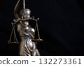 Lady Justice large statue in law on black backdrop. Law and justice concept 132273361