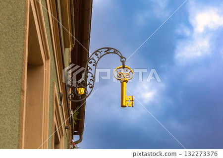 Golden Key Sign in Rothenburg ob der Tauber Germany Golden Key Sign in Rothenburg ob der Tauber Germany 132273376