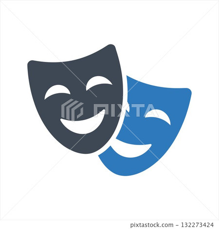 Drama comedy acting masks or theater mask icon Drama comedy acting masks or theater mask icon 132273424