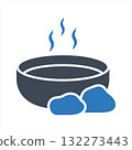 Hot coffee with beans icon 132273443