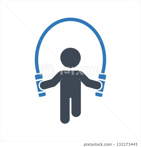 Jump rope exercise icon. Skipping rope icon Jump rope exercise icon. Skipping rope icon 132273445
