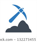 Pickaxe icon. Mining resources with pick axe icon 132273455