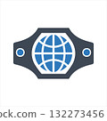 Boxing or MMA championship belt with globe icon 132273456