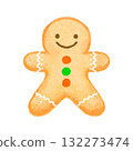 Cute watercolor gingerbread man cookie 132273474