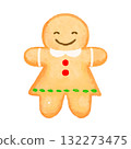 Cute watercolor gingerbread man cookie 132273475