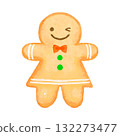 Cute watercolor gingerbread man cookie 132273477