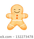 Cute watercolor gingerbread man cookie 132273478