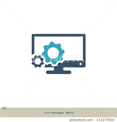 Screen Vector Logo. Monitor Display and Gears Icon Template Illustration Design. Vector EPS 10. Screen Vector Logo. Monitor Display and Gears Icon Template Illustration Design. Vector EPS 10. 132273630