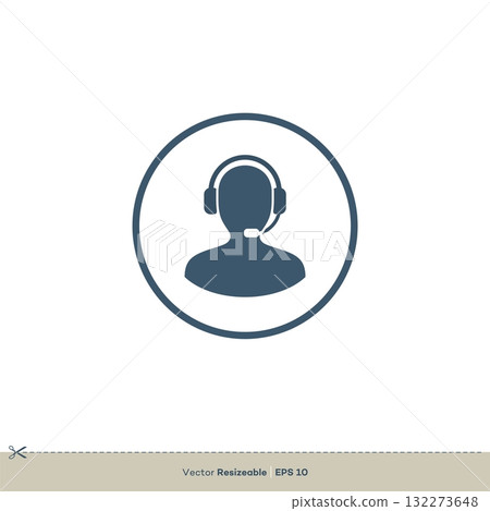 Operator Vector Logo, Headset Icon Template Illustration Design. Vector EPS 10. 132273648