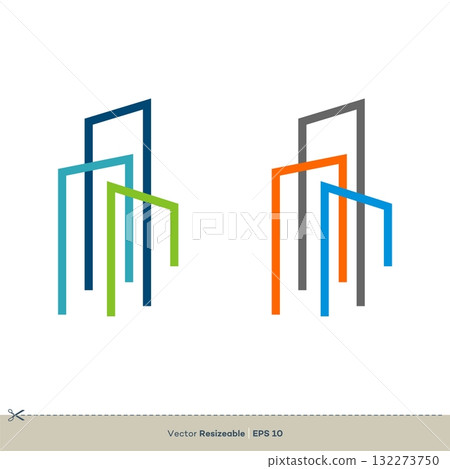 Outline Skyscrapers Vector Logo Template Illustration Design. Vector EPS 10. Outline Skyscrapers Vector Logo Template Illustration Design. Vector EPS 10. 132273750