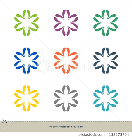 Flower Set Vector Logo Template Illustration Design. Vector EPS 10. 132273764