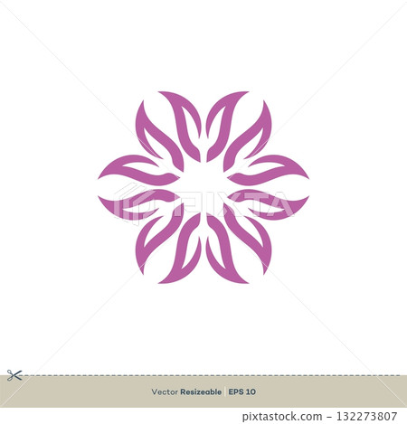 Ornamental Flower Logo Template, Pink Petals Vector Illustration Design. Vector EPS 10. Ornamental Flower Logo Template, Pink Petals Vector Illustration Design. Vector EPS 10. 132273807