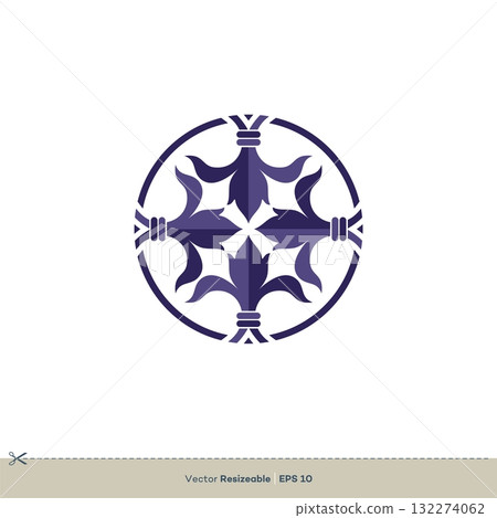 Circle Ornamental Flower Crest Emblem Logo Template Illustration Design. Vector EPS 10. 132274062