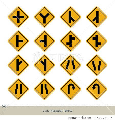 Yellow Traffic Sign Vector Set Illustration Design. Vector EPS 10. Yellow Traffic Sign Vector Set Illustration Design. Vector EPS 10. 132274086