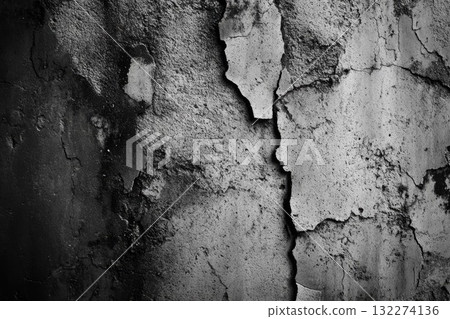 Close-up of textured concrete wall showing seams and rough surface. Gray tones dominate scene, with vertical emphasis. Side lighting enhances texture. Neural network AI generated Close-up of textured concrete wall showing seams and rough surface. Gray tones dominate scene, with vertical emphasis. Side lighting enhances texture. Neural network AI generated 132274136