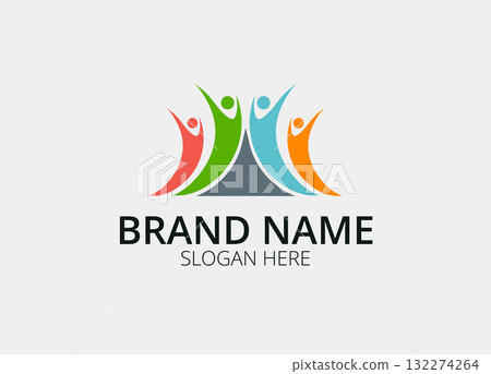 Community Logo, network and social logo designvector template 132274264