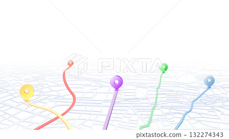 Colorful Navigation Routes on Minimalist City Map with Location Pins. Vector illustration on white background Colorful Navigation Routes on Minimalist City Map with Location Pins. Vector illustration on white background 132274343
