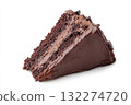Rich chocolate cake slice with layered frosting. Sprinkles on top. Isolated on white background enhancing texture and color. Neural network AI generated 132274720