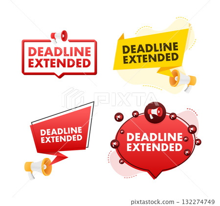 Deadline extended announcement with megaphones and speech bubbles Deadline extended announcement with megaphones and speech bubbles 132274749
