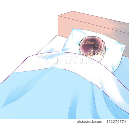 A man sleeping in bed 132274774