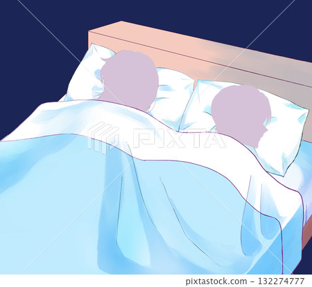 Cold man and woman bed silhouette Cold man and woman bed silhouette 132274777