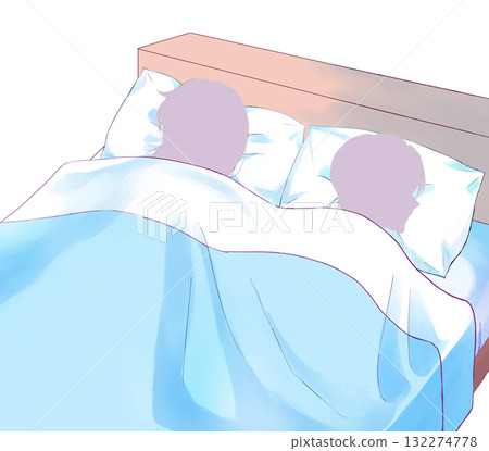 Cold man and woman bed silhouette Cold man and woman bed silhouette 132274778