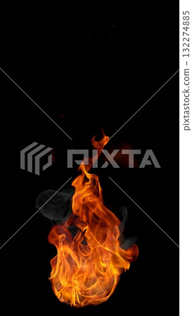Fire flames isolated on a black background 132274885