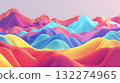 Colorful Abstract 3D Landscape with Vibrant Waves and Peaks 132274965