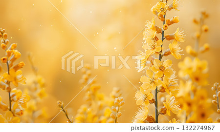 Close up of yellow flowers against a yellow backdrop 132274967