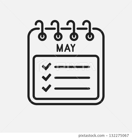Icon calendar May month, to-do list, checklist 132275067