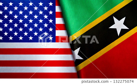 American flag and Saint Kitts and Nevis flag American flag and Saint Kitts and Nevis flag 132275074