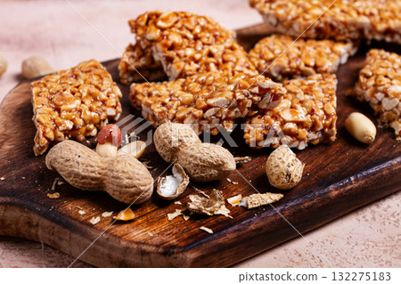 kozinaki with peanuts, dessert, gozinaki, traditional Georgian cuisine, no people, 132275183